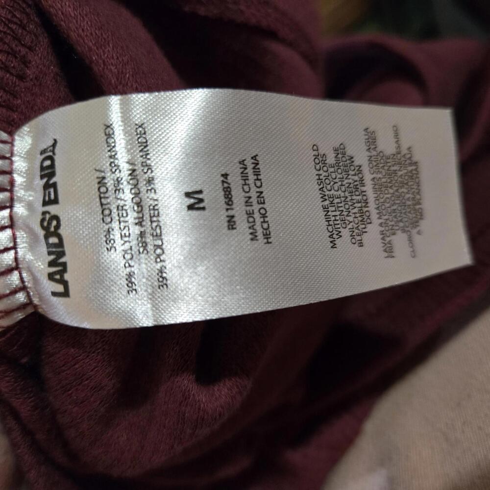 Lands End Women's Long Sleeve Funnel Neck Waffle Top Medium Dark Red - Picture 6 of 6